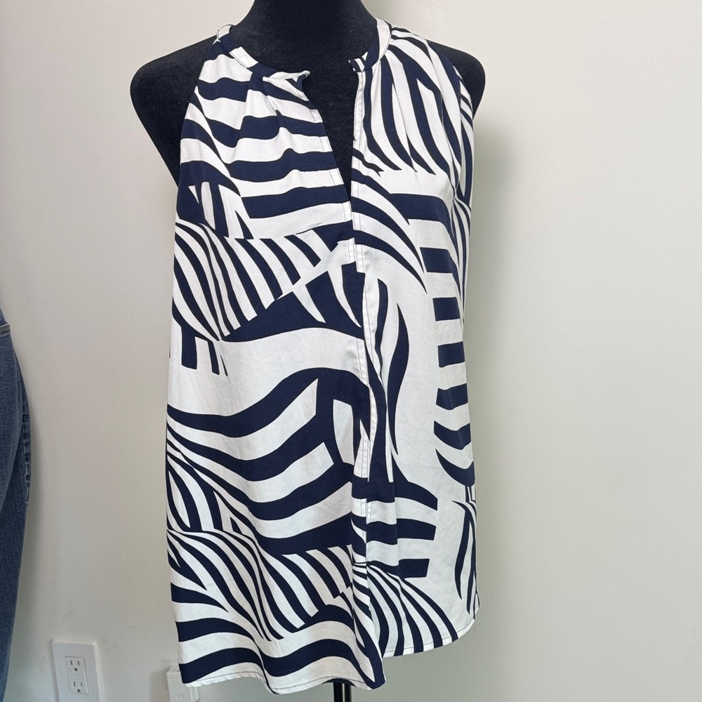 Banana Republic Navy and White Striped Racer Back Tank Top Blouse